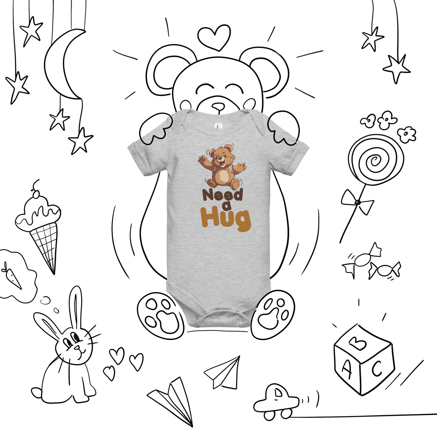 Infant Love: Hugs Are Free Teddy Bear Baby One Piece