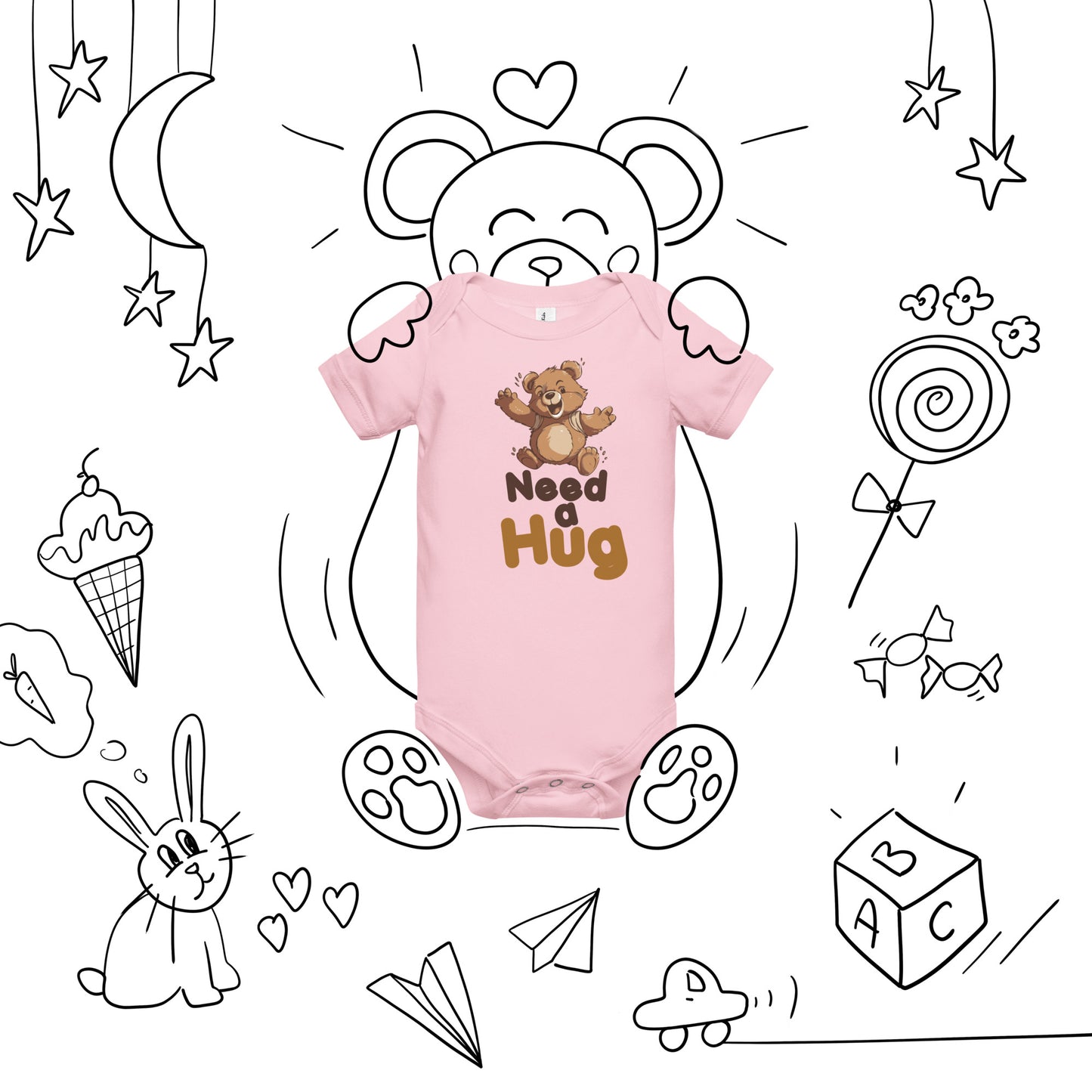 Infant Love: Hugs Are Free Teddy Bear Baby One Piece