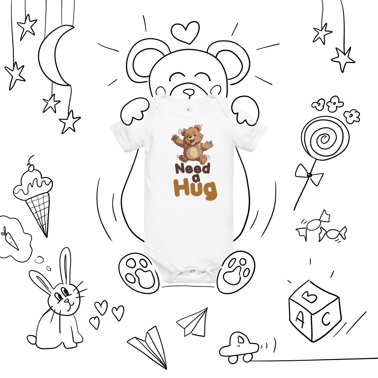 Infant Love: Hugs Are Free Teddy Bear Baby One Piece