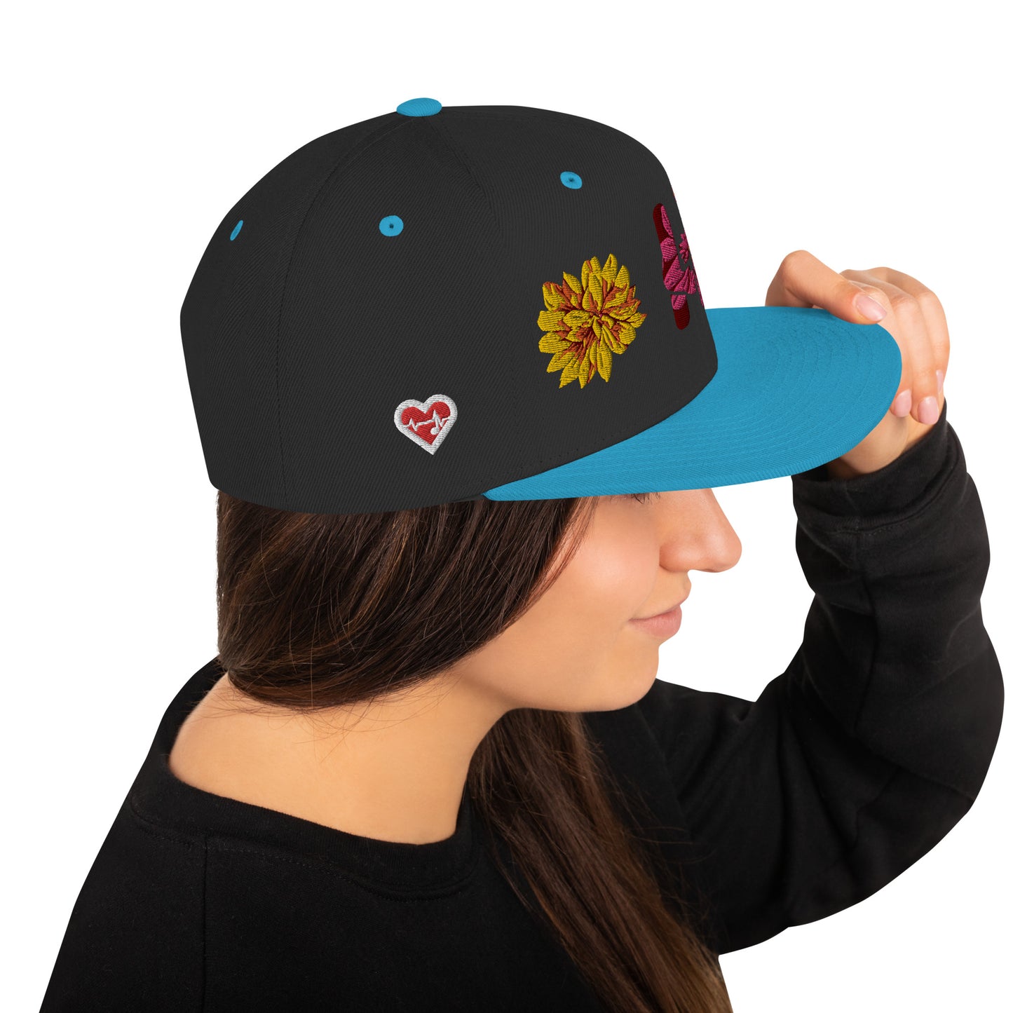 Heartbeat Floral Snap Back Hat