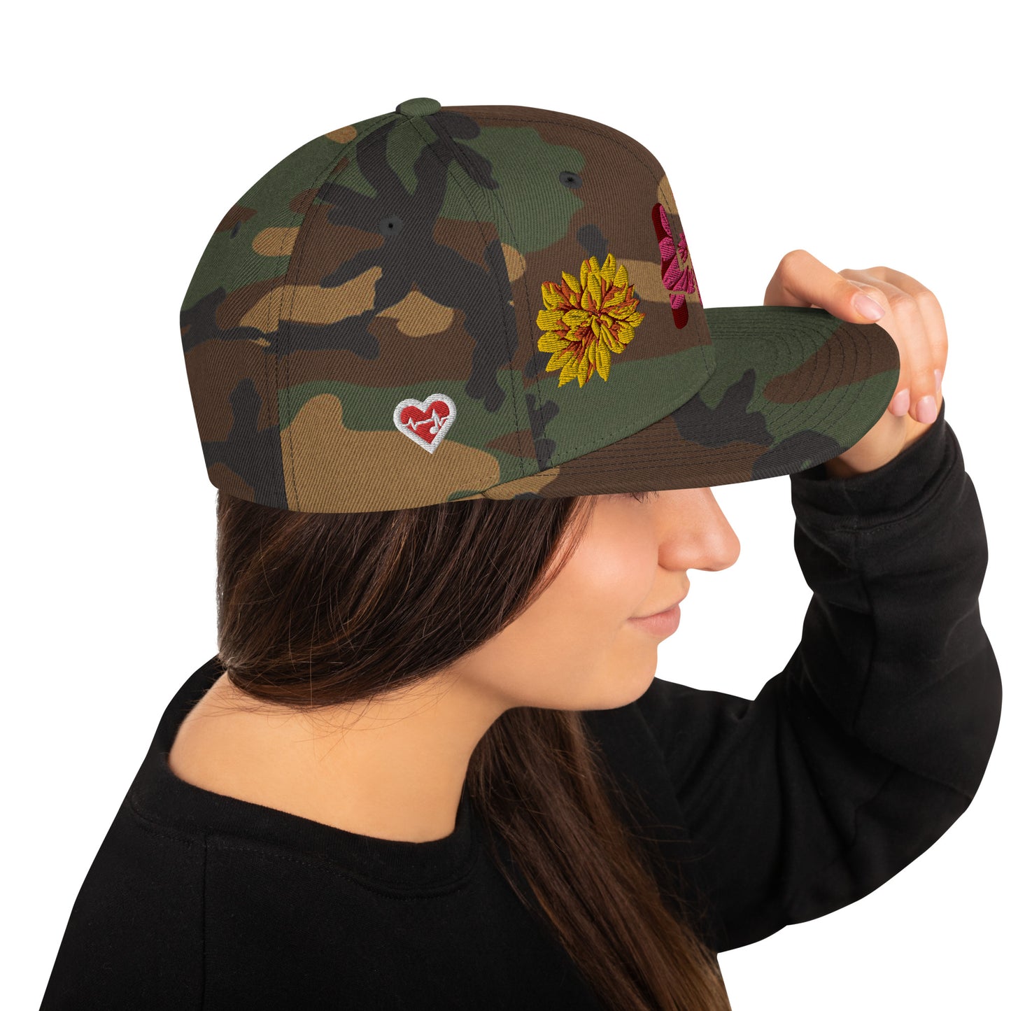 Heartbeat Floral Snap Back Hat