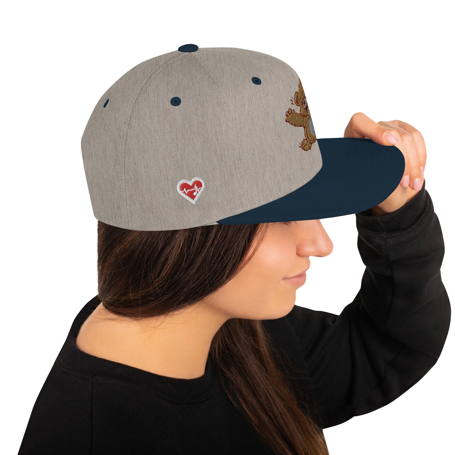 Heartbeat Teddy Bear Snap Back Hat