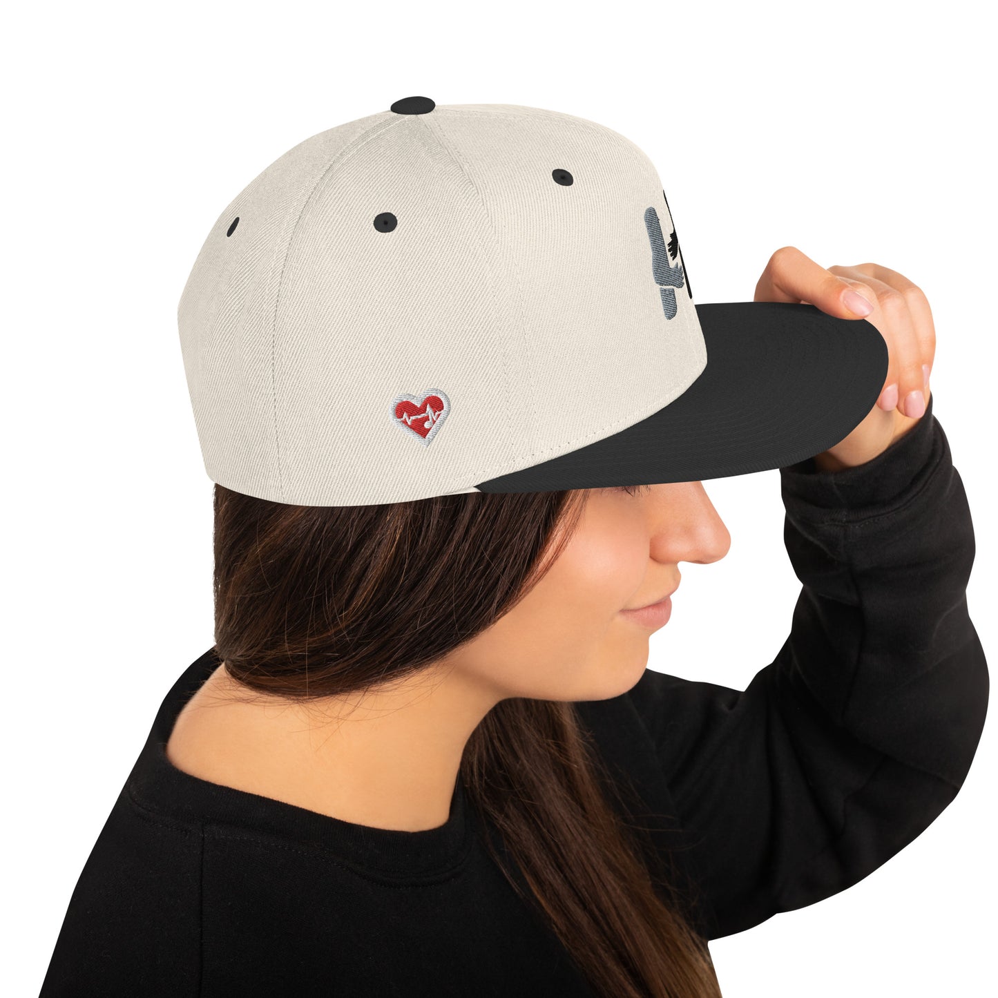 Silver and Black Logo Snap Back Hat