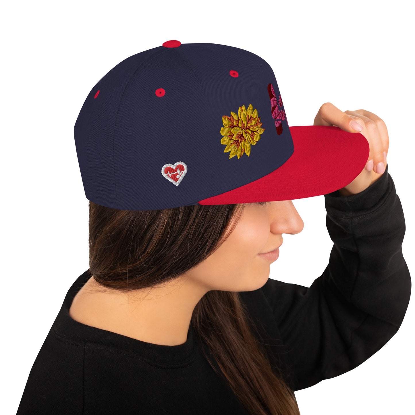 Heartbeat Floral Snap Back Hat