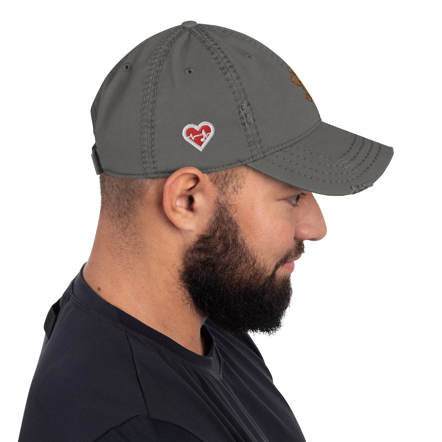 Heartbeat Teddy Bear Distressed Hat