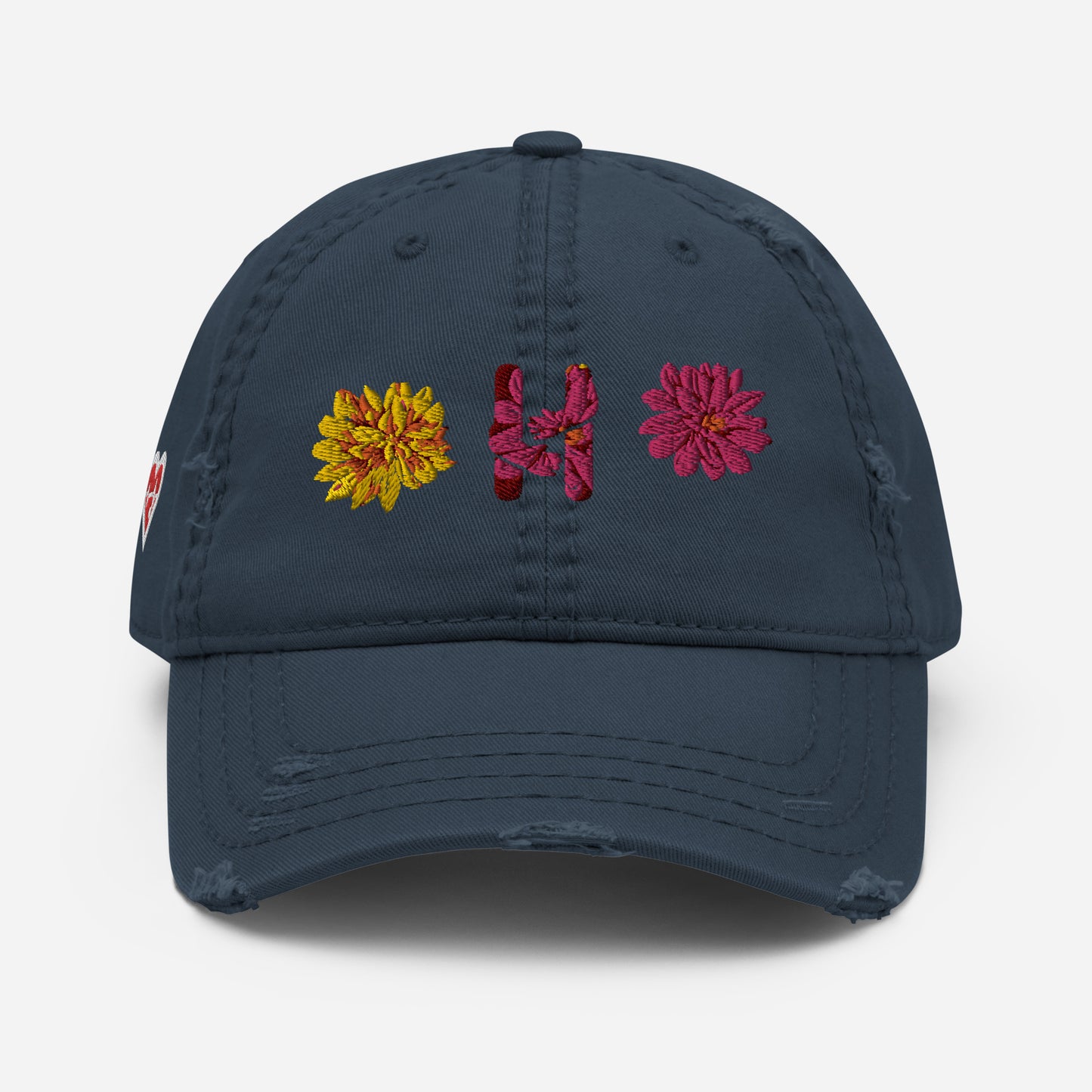 Heartbeat Floral Distressed Hat