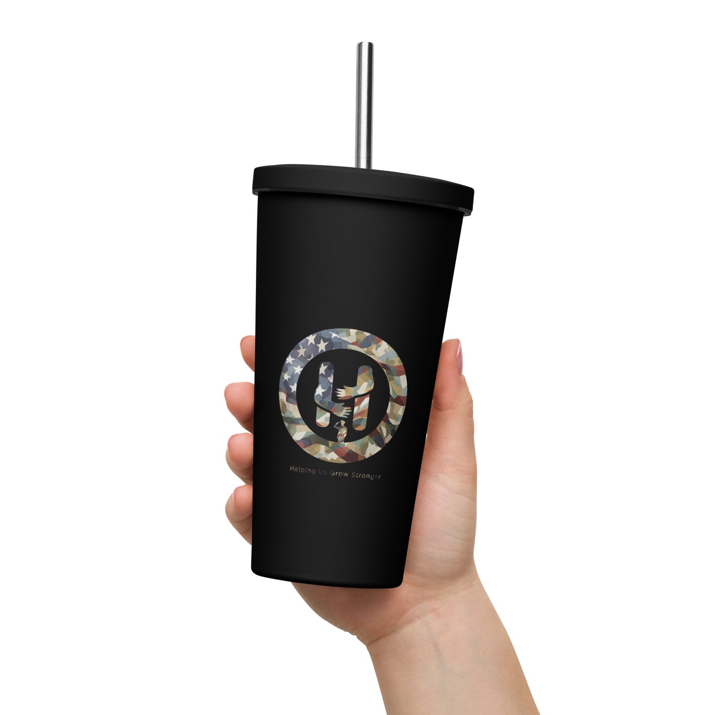 Tribute in Every Sip: Memorial Day Insulated Tumbler with a straw