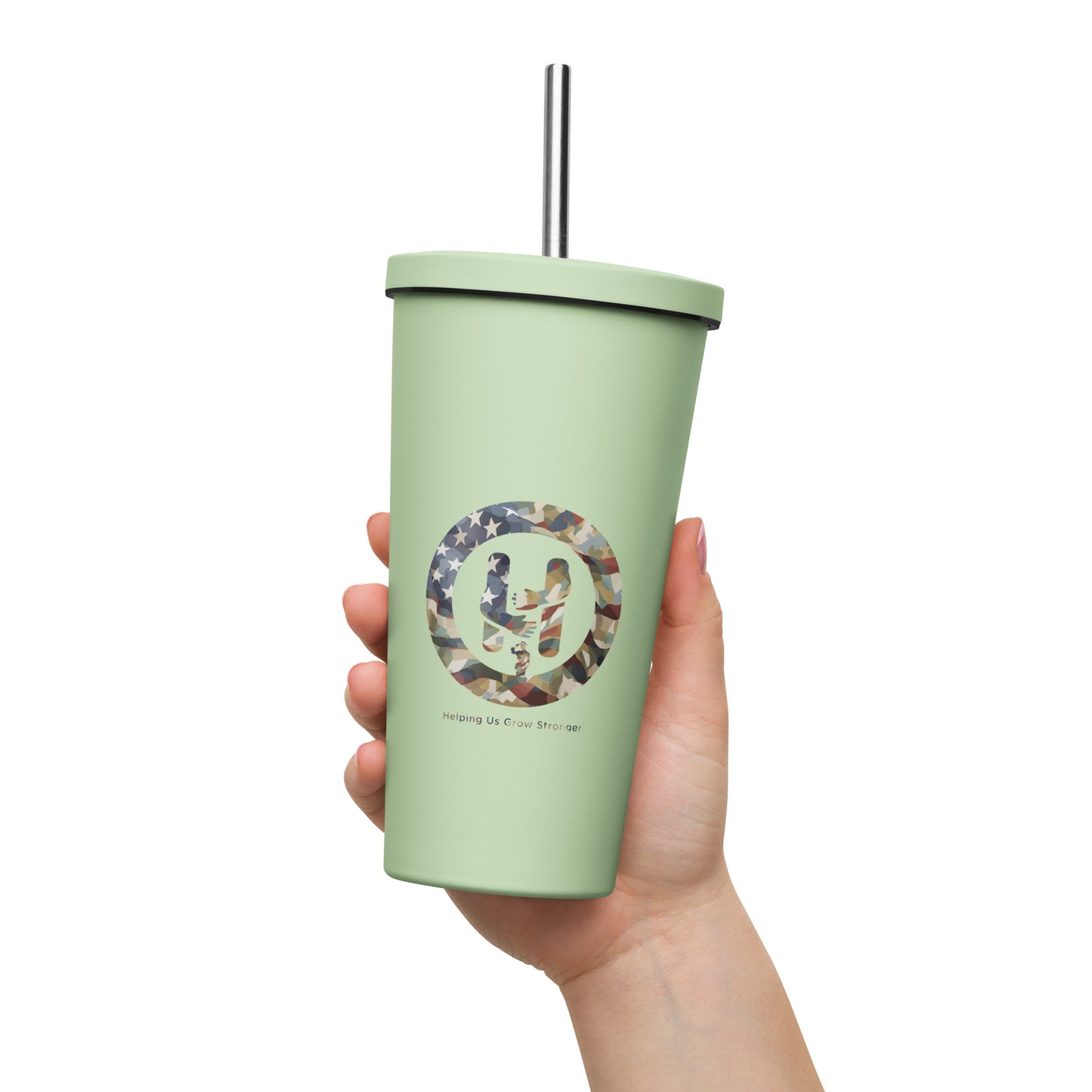 Tribute in Every Sip: Memorial Day Insulated Tumbler with a straw