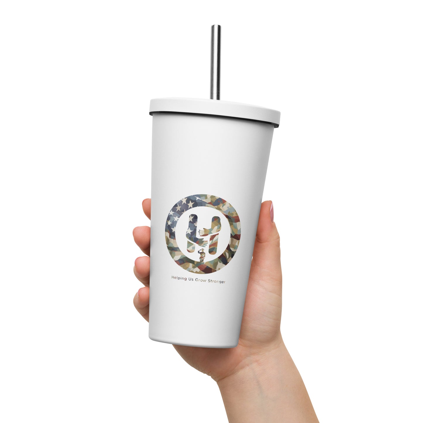 Tribute in Every Sip: Memorial Day Insulated Tumbler with a straw