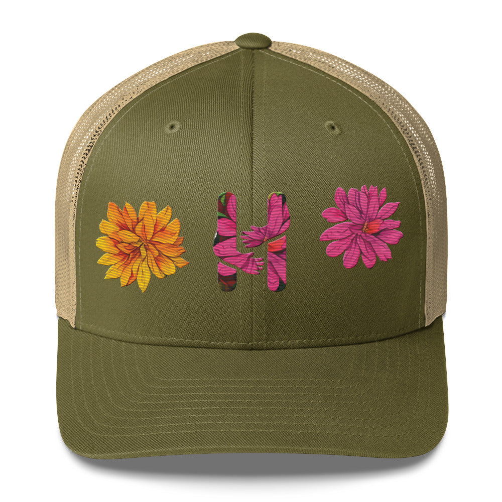 Heartbeat Floral Trucker Hat