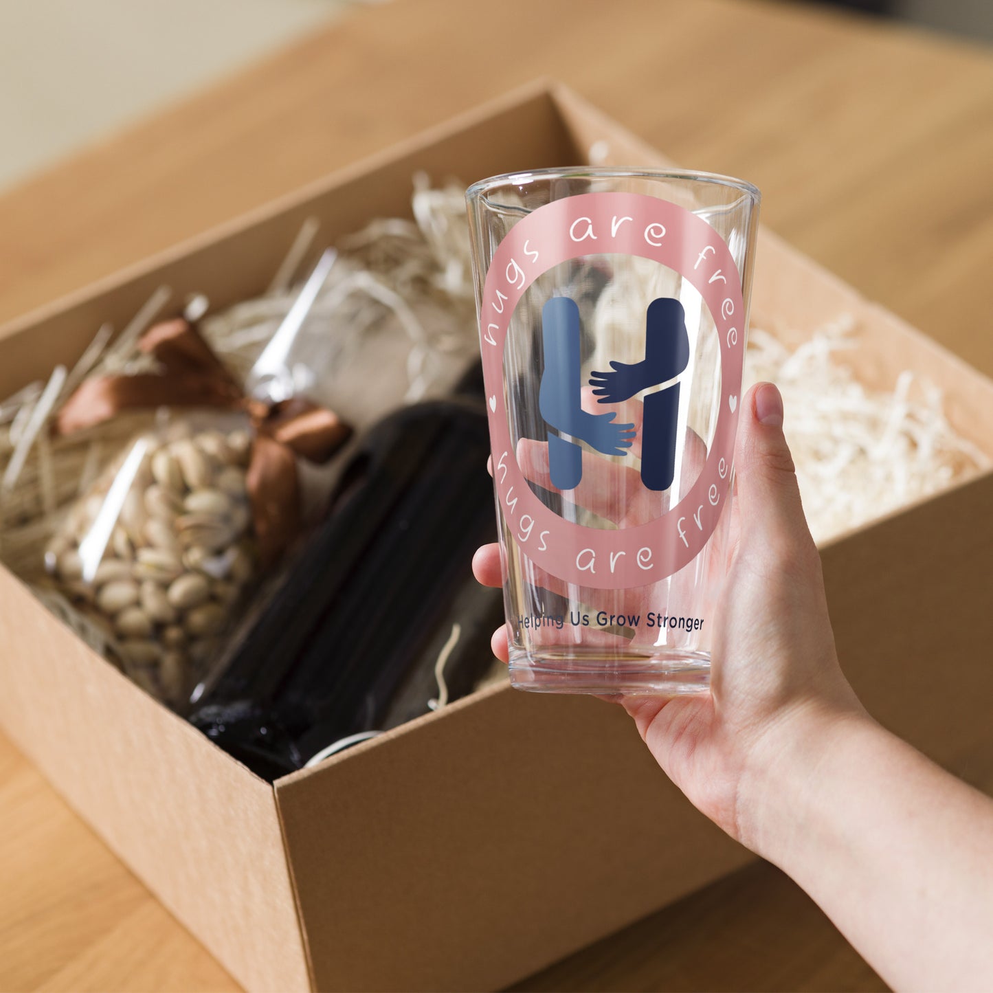 Cheers of Love: Hugs Are Free Shaker Pint Glass