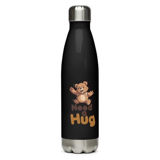 Hydrate with Bears: Hugs Are Free Teddy Bear Steel Water Bottle