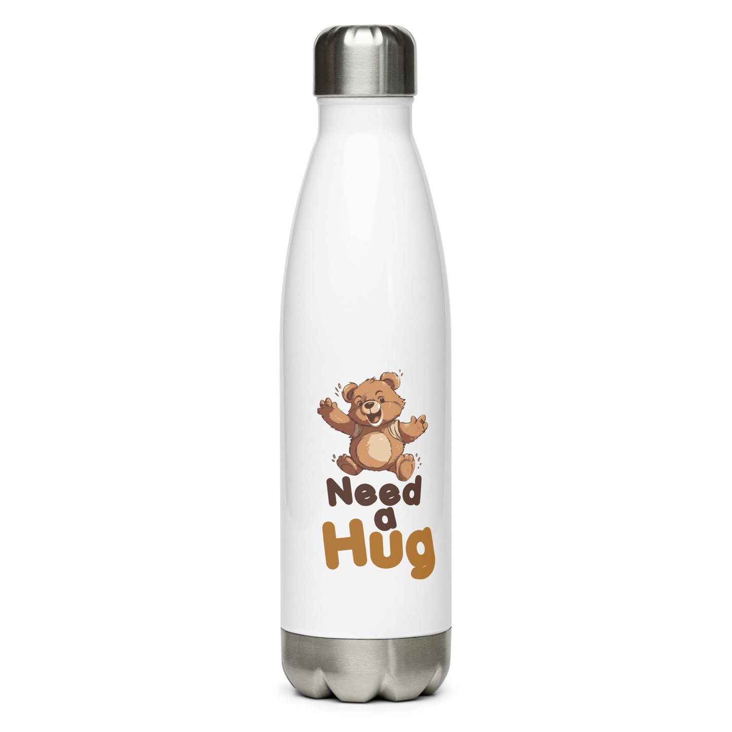 Hydrate with Bears: Hugs Are Free Teddy Bear Steel Water Bottle