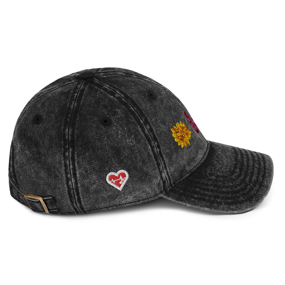 Heartbeat Floral Vintage Cotton Twill Hat