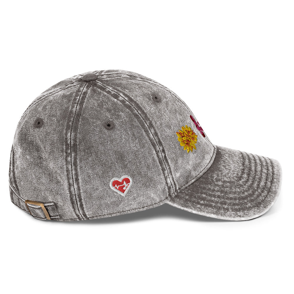 Heartbeat Floral Vintage Cotton Twill Hat