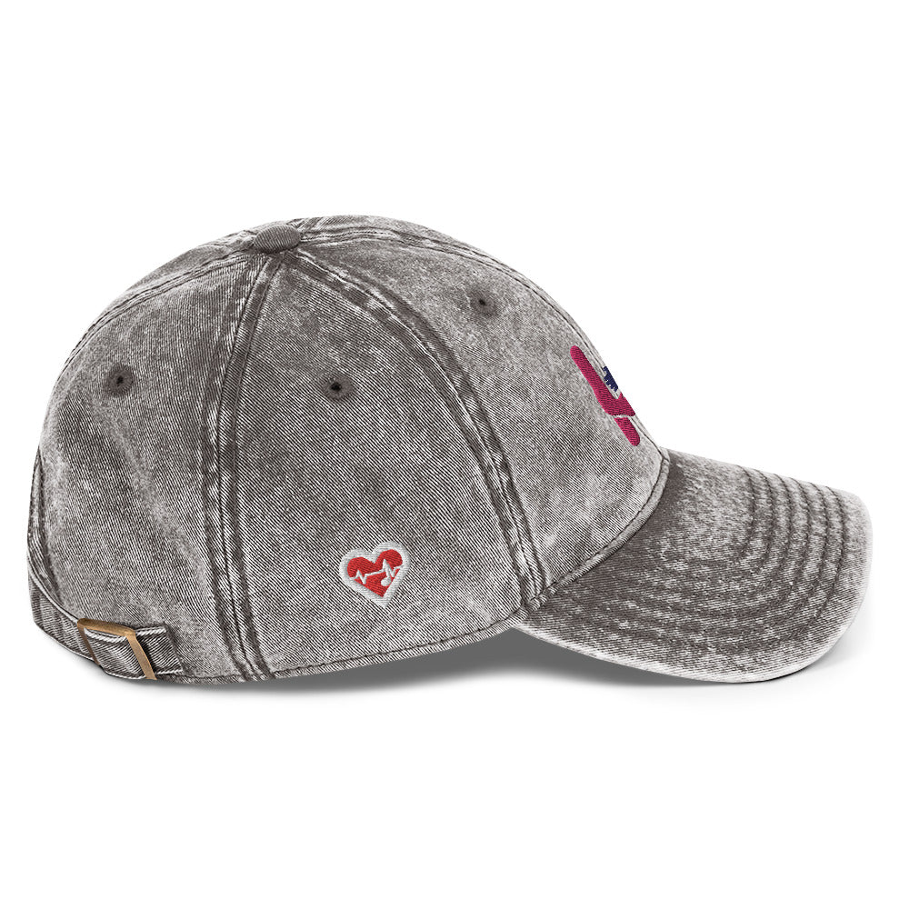 Heartbeat Pink & Blue Vintage Cotton Twill Hat