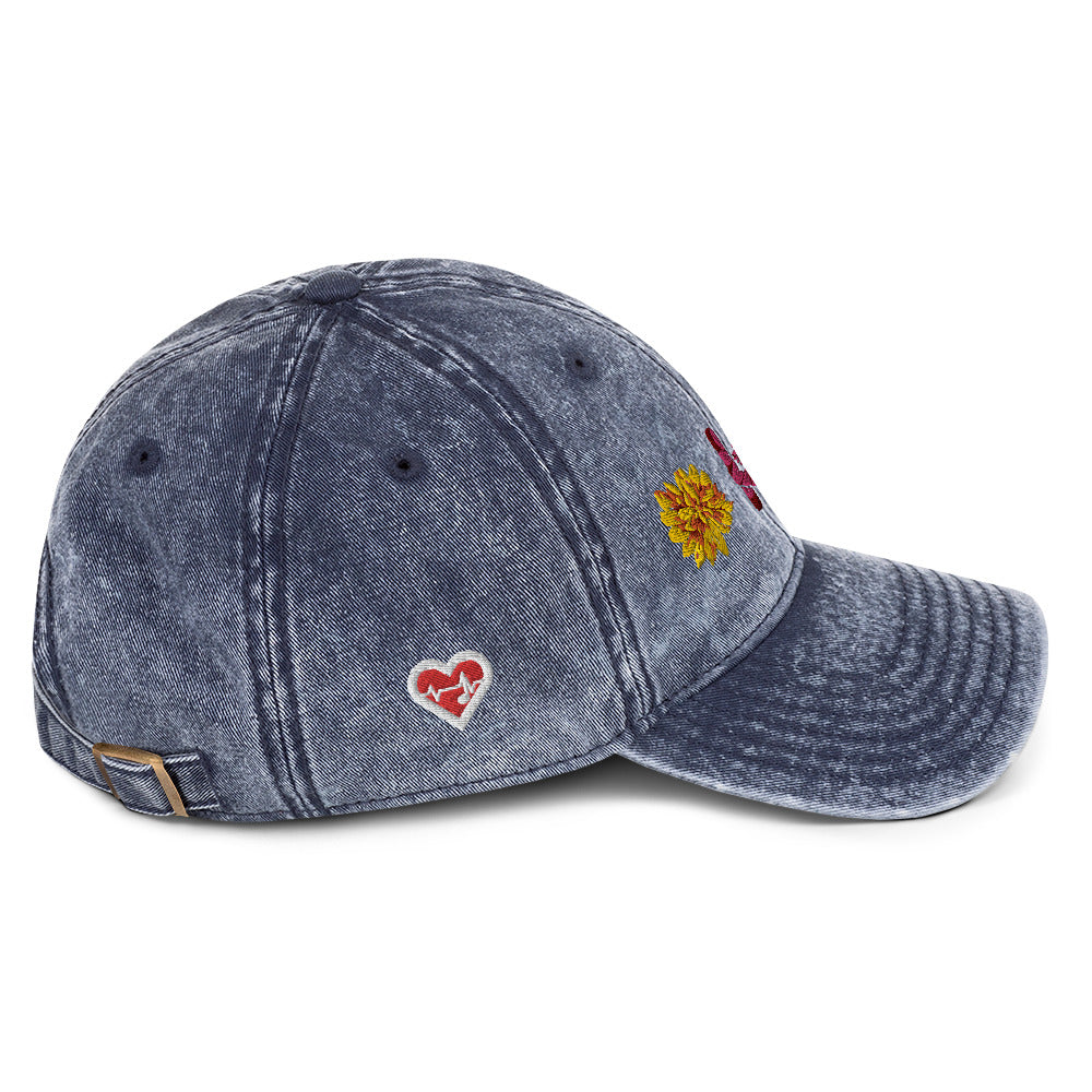 Heartbeat Floral Vintage Cotton Twill Hat