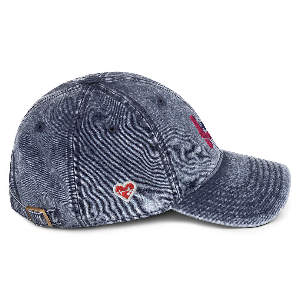 Heartbeat Pink & Blue Vintage Cotton Twill Hat