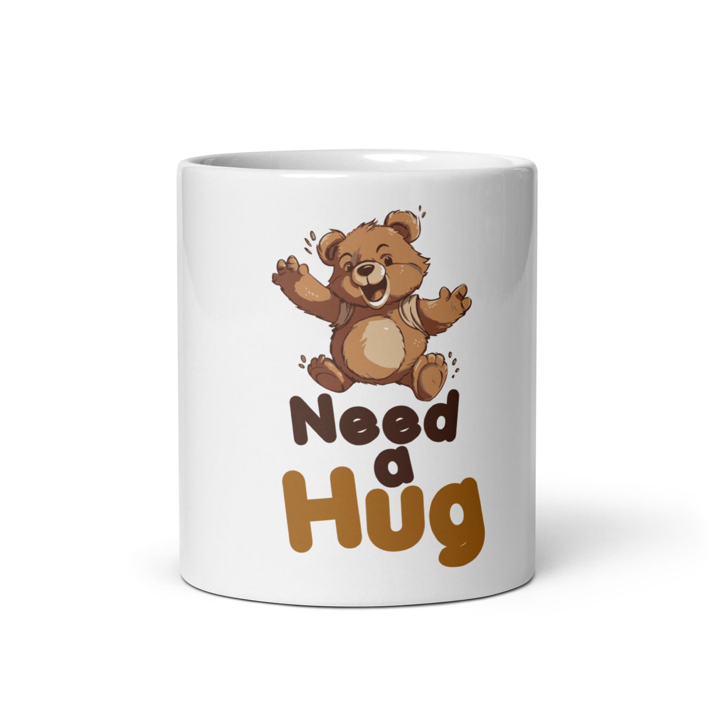 Morning Bear Hug: Hugs Are Free Teddy Bear White Glossy Mug