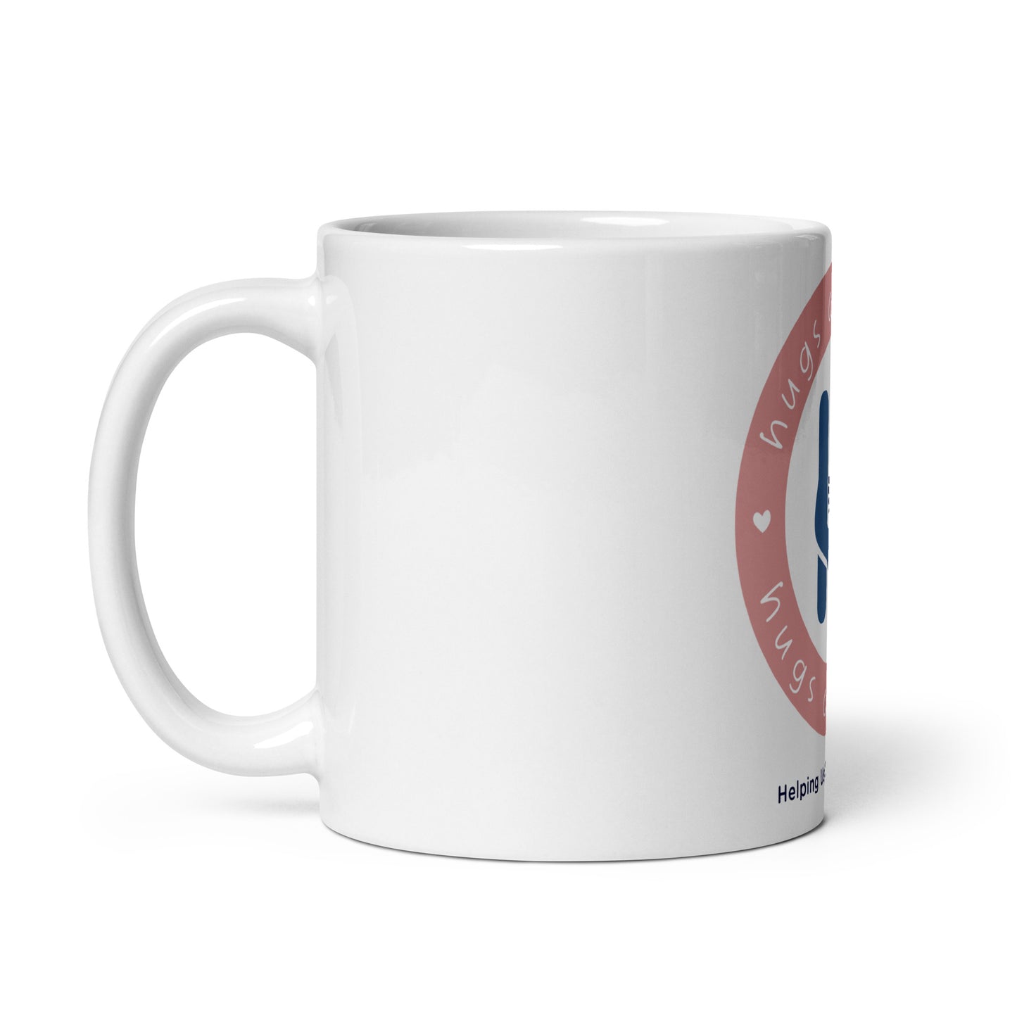 Morning Embrace: Hugs Are Free White Glossy Mug