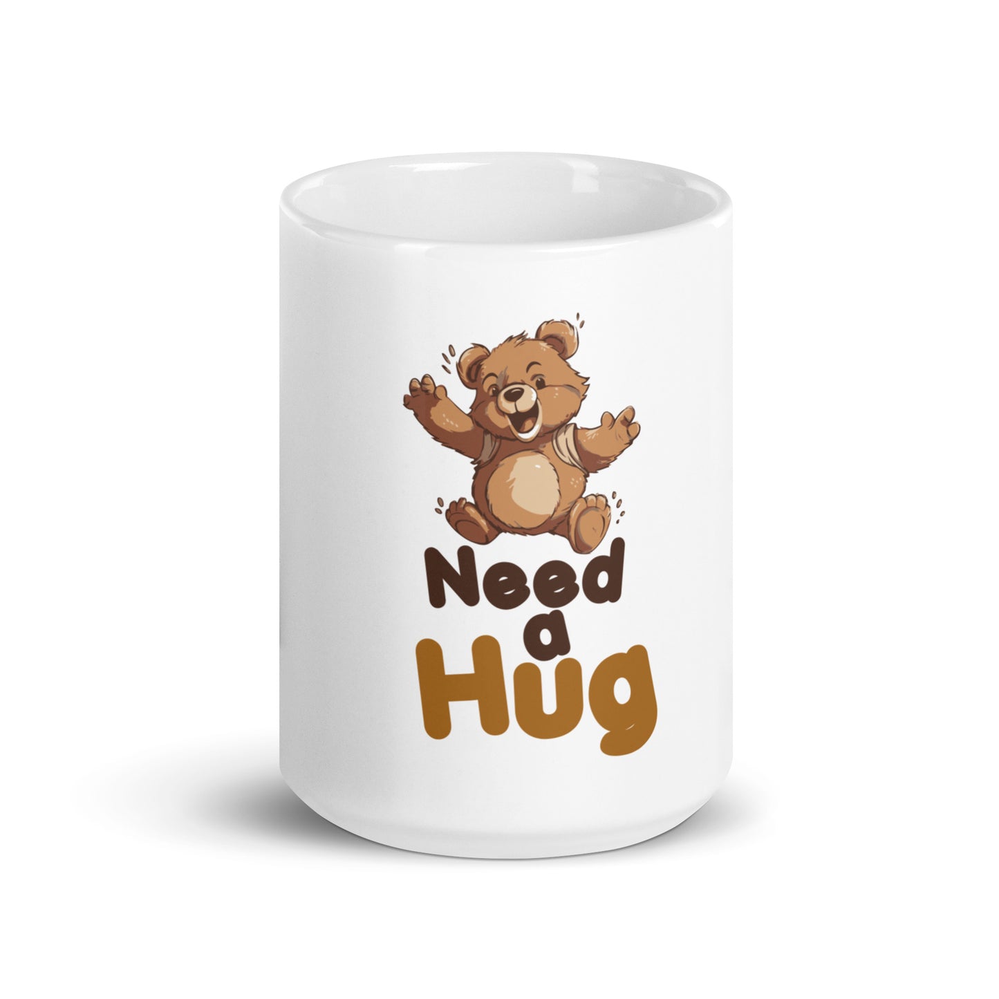 Morning Bear Hug: Hugs Are Free Teddy Bear White Glossy Mug