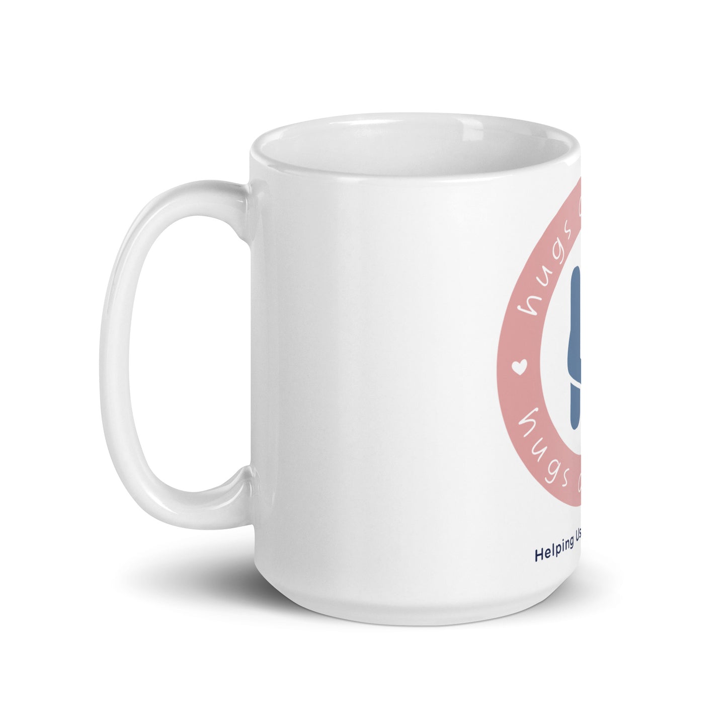 Morning Embrace: Hugs Are Free White Glossy Mug