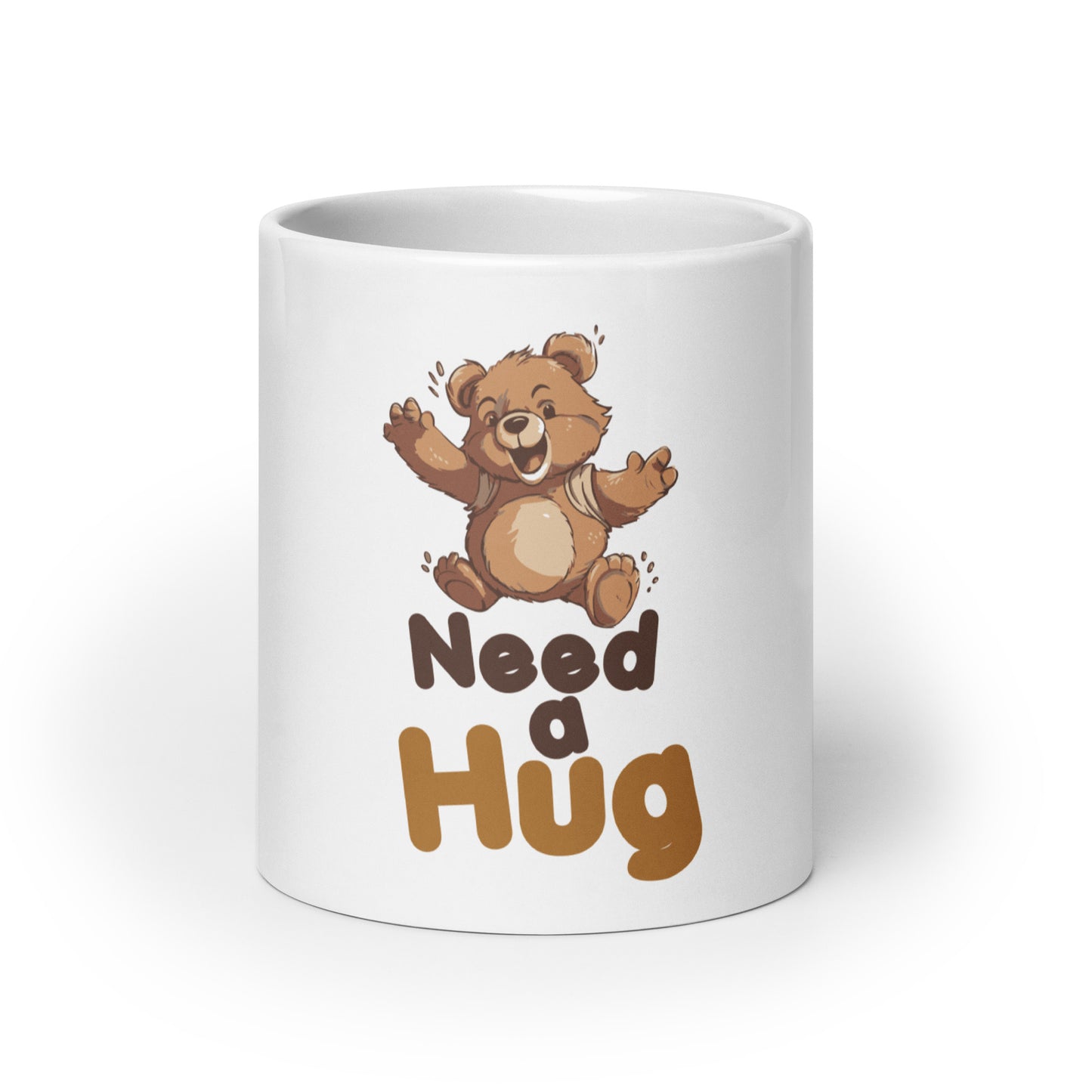 Morning Bear Hug: Hugs Are Free Teddy Bear White Glossy Mug