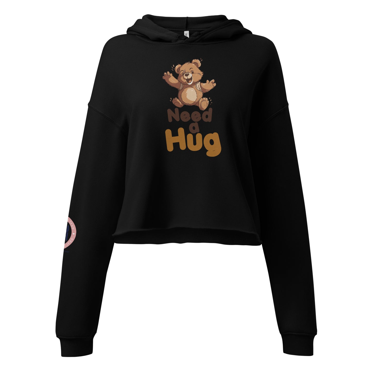 Bear Chic: Hugs Are Free Teddy Bear Crop Hoodie