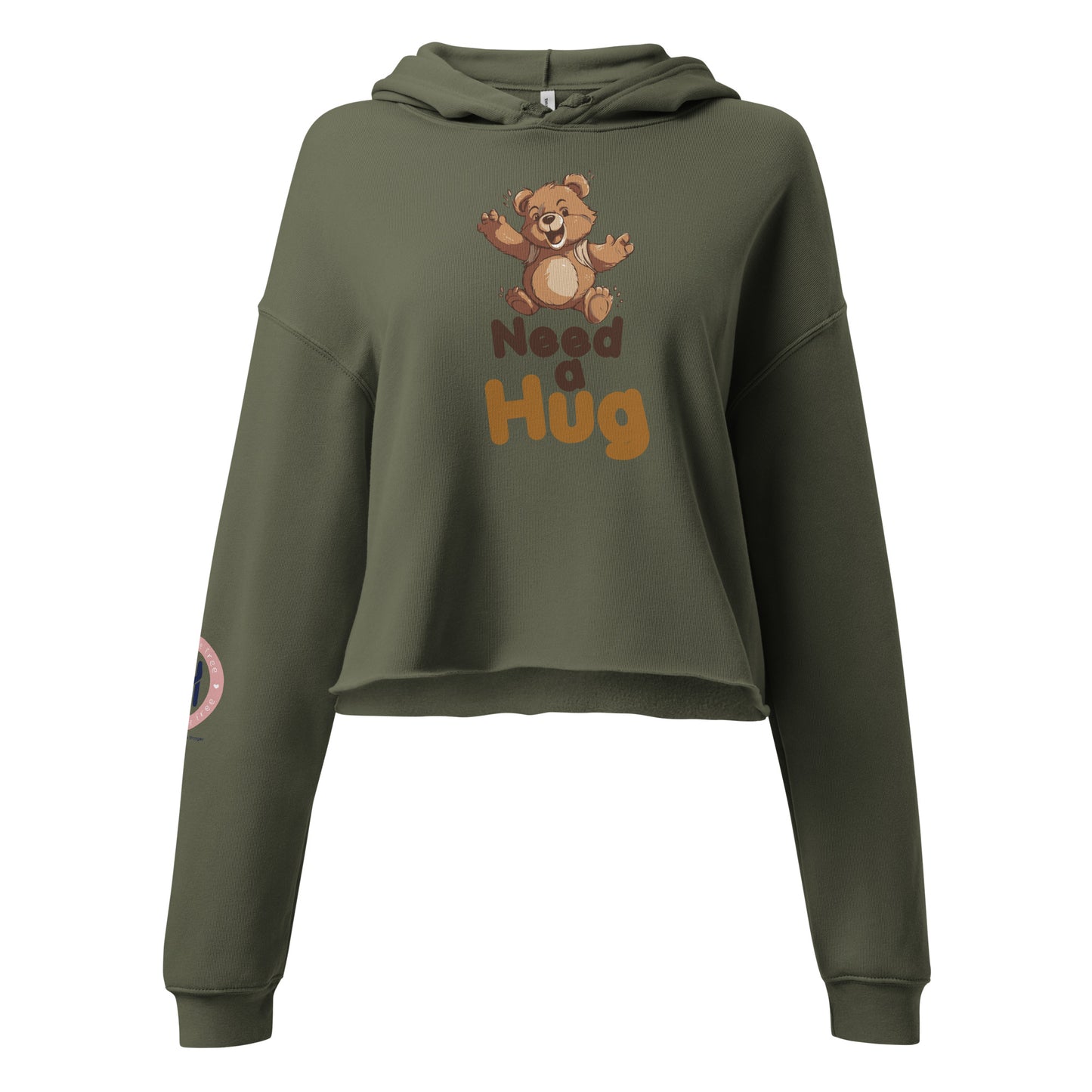 Bear Chic: Hugs Are Free Teddy Bear Crop Hoodie