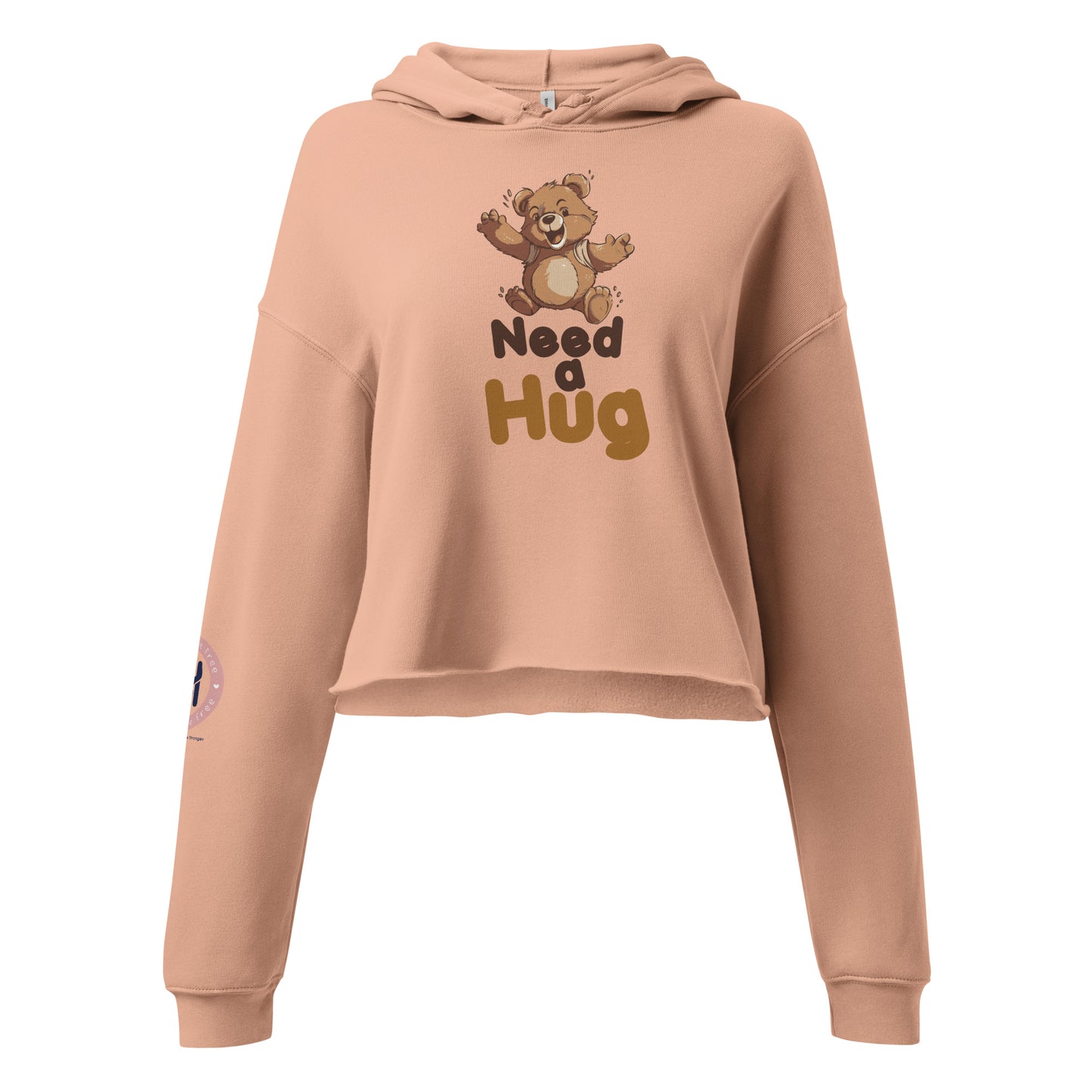 Bear Chic: Hugs Are Free Teddy Bear Crop Hoodie