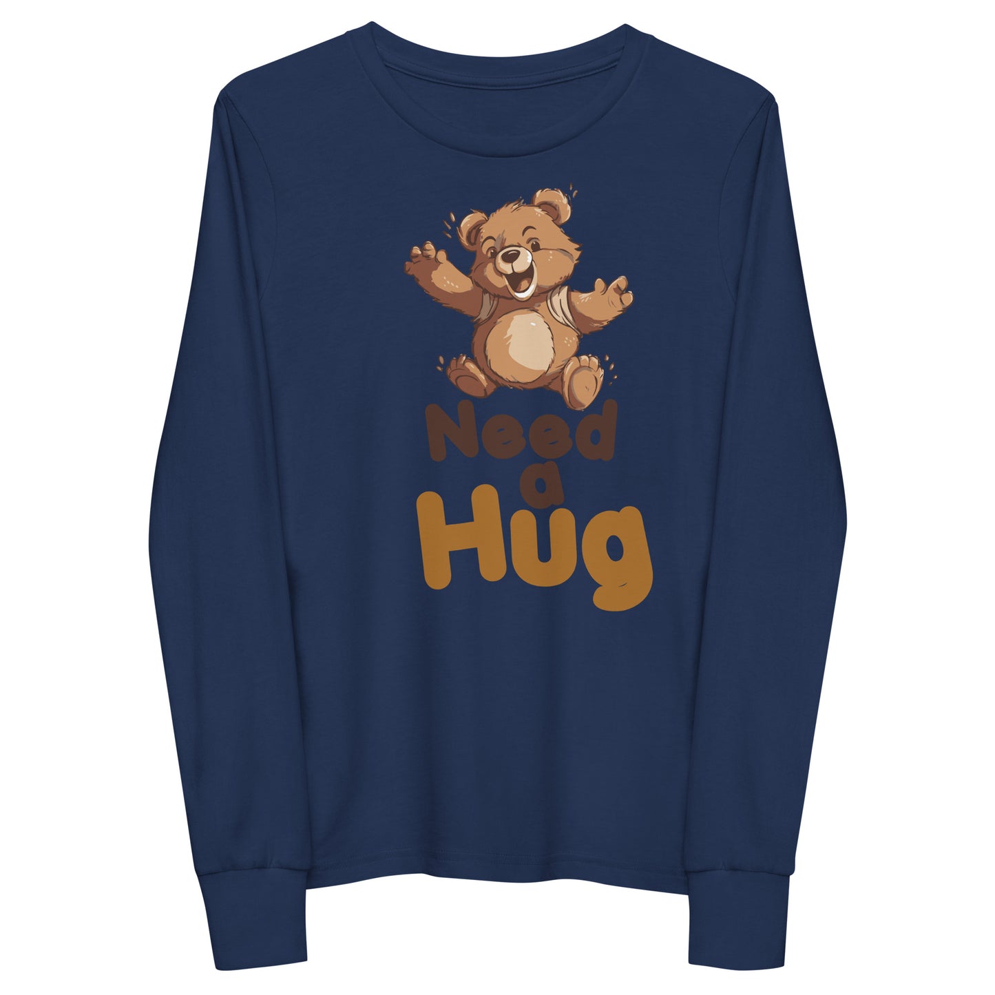 Teddy Warmth: Hugs Are Free Teddy Bear Youth Long Sleeve Tee