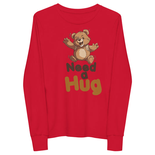 Teddy Warmth: Hugs Are Free Teddy Bear Youth Long Sleeve Tee